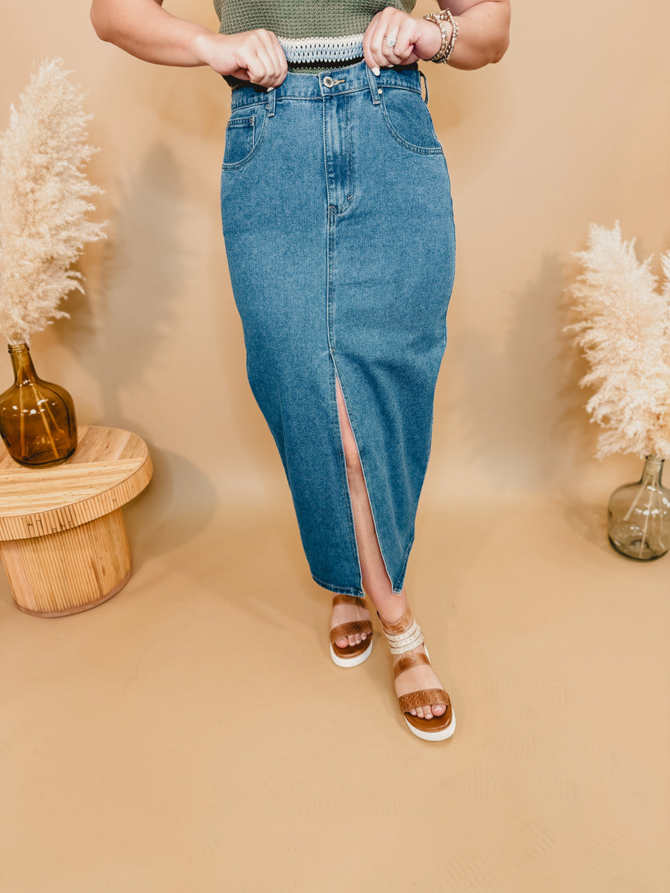 Today's The Day Denim Midi Skirt - Dark Today's The Day Denim Midi Skirt - Dark
