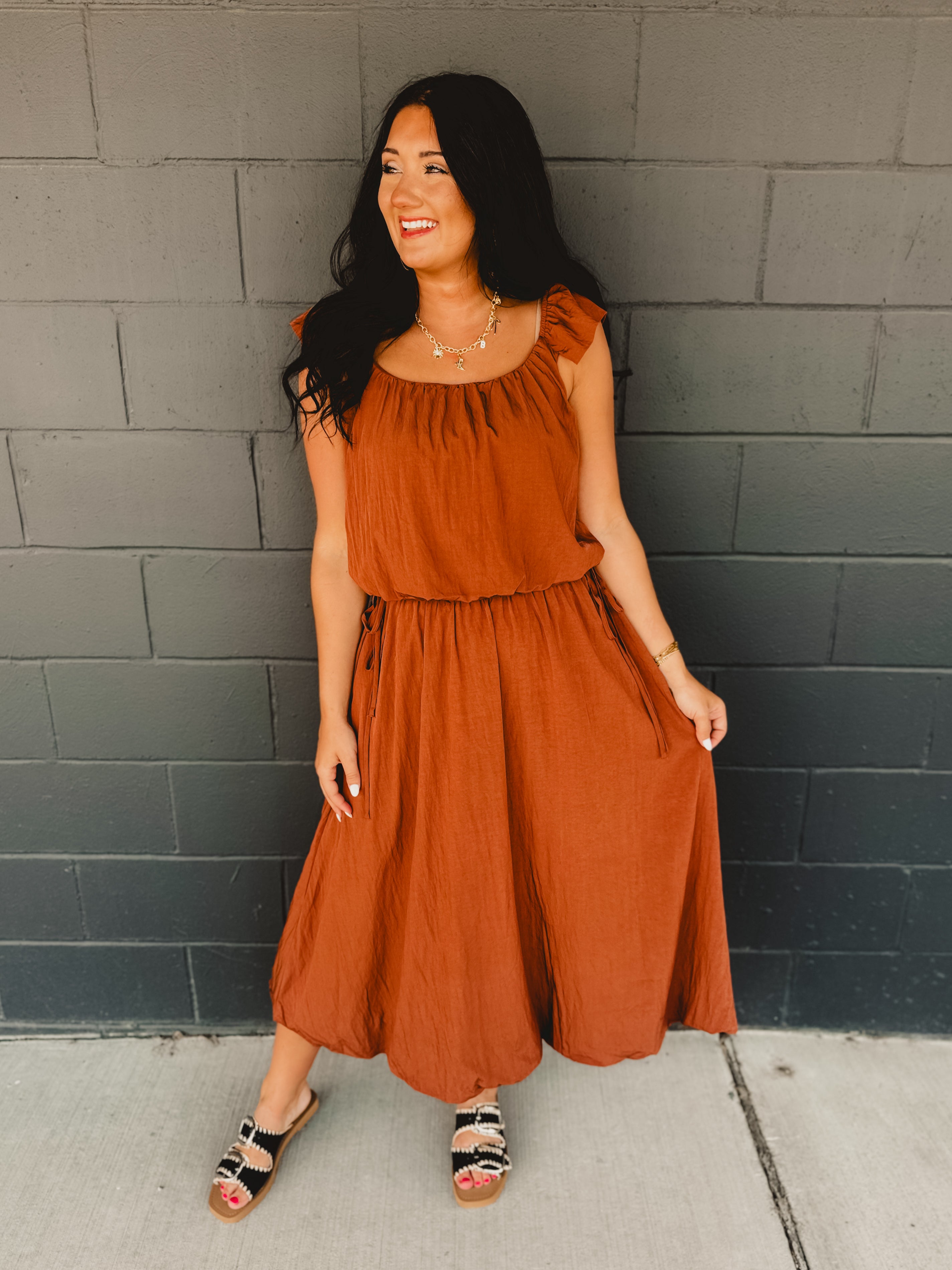 Two Piece Bubble Top & Skirt Set - Rust Two Piece Bubble Top & Skirt Set - Rust