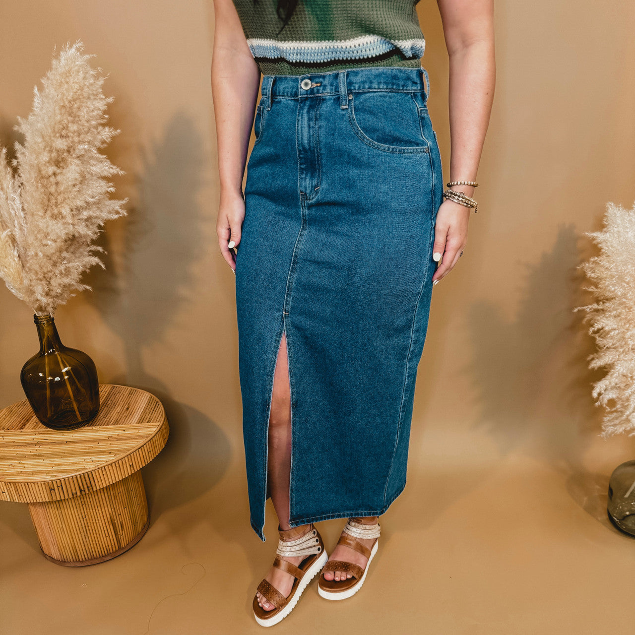 Today's The Day Denim Midi Skirt - Dark Today's The Day Denim Midi Skirt - Dark