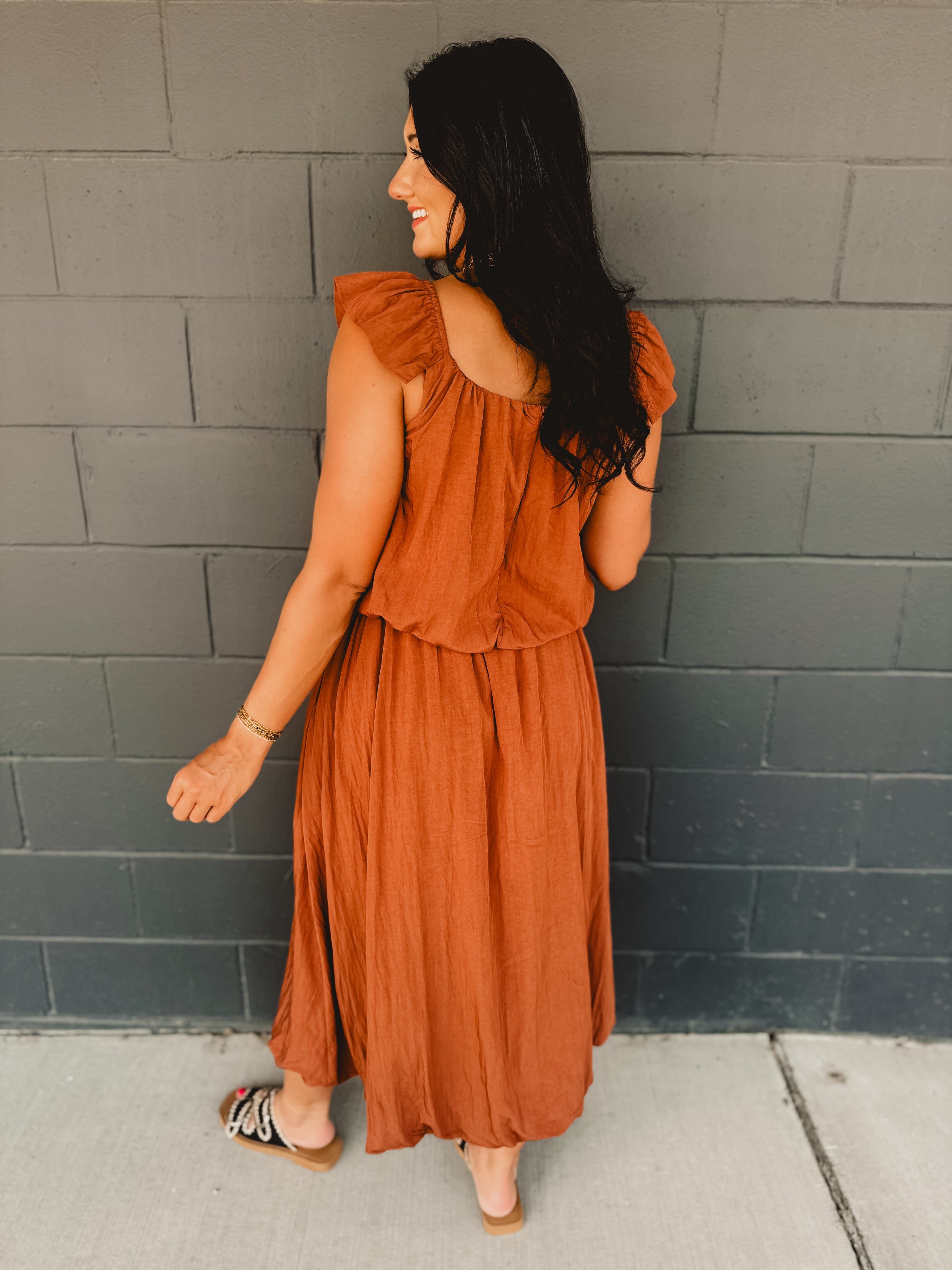 Two Piece Bubble Top & Skirt Set - Rust Two Piece Bubble Top & Skirt Set - Rust