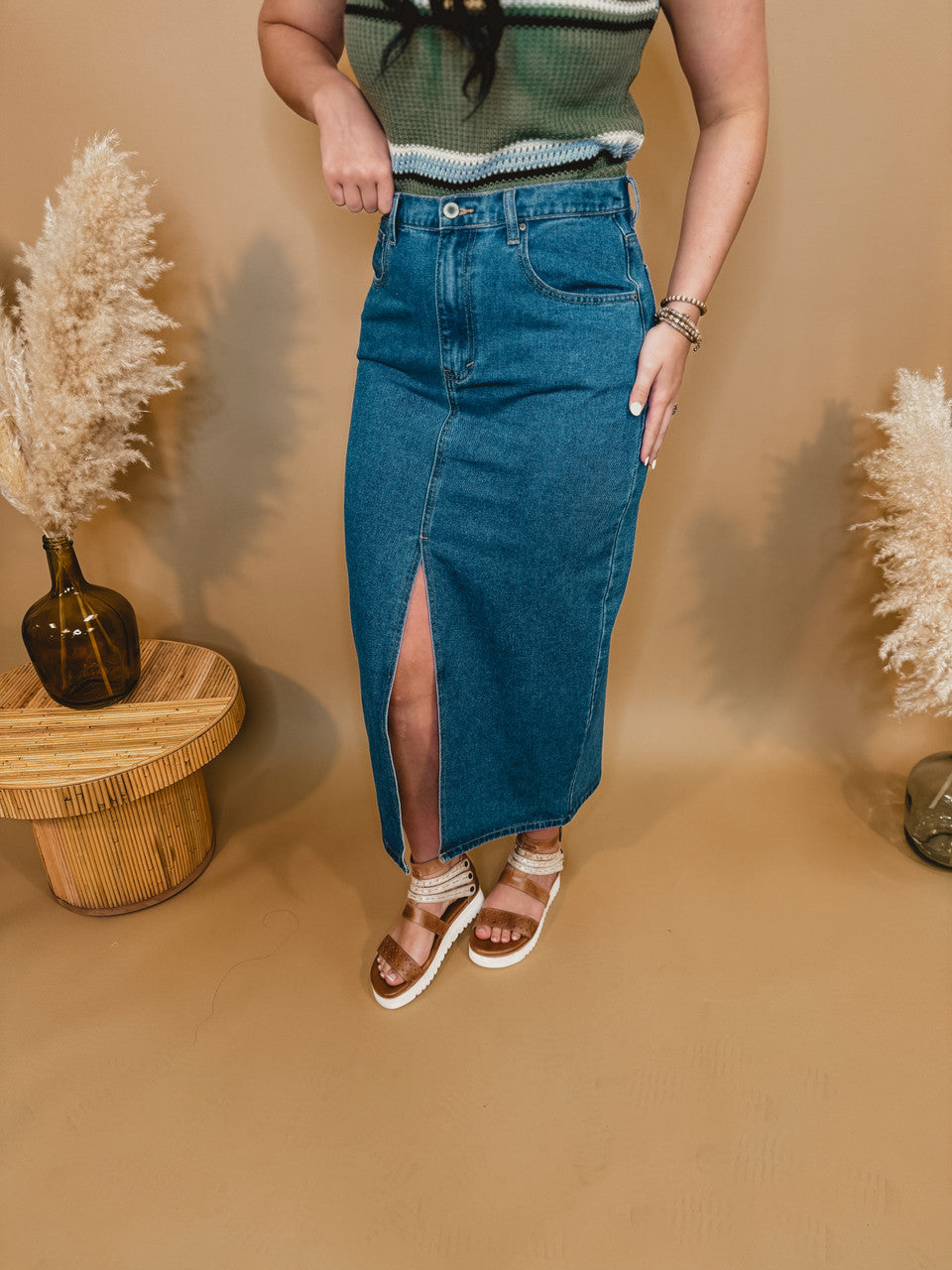 Today's The Day Denim Midi Skirt - Dark Today's The Day Denim Midi Skirt - Dark