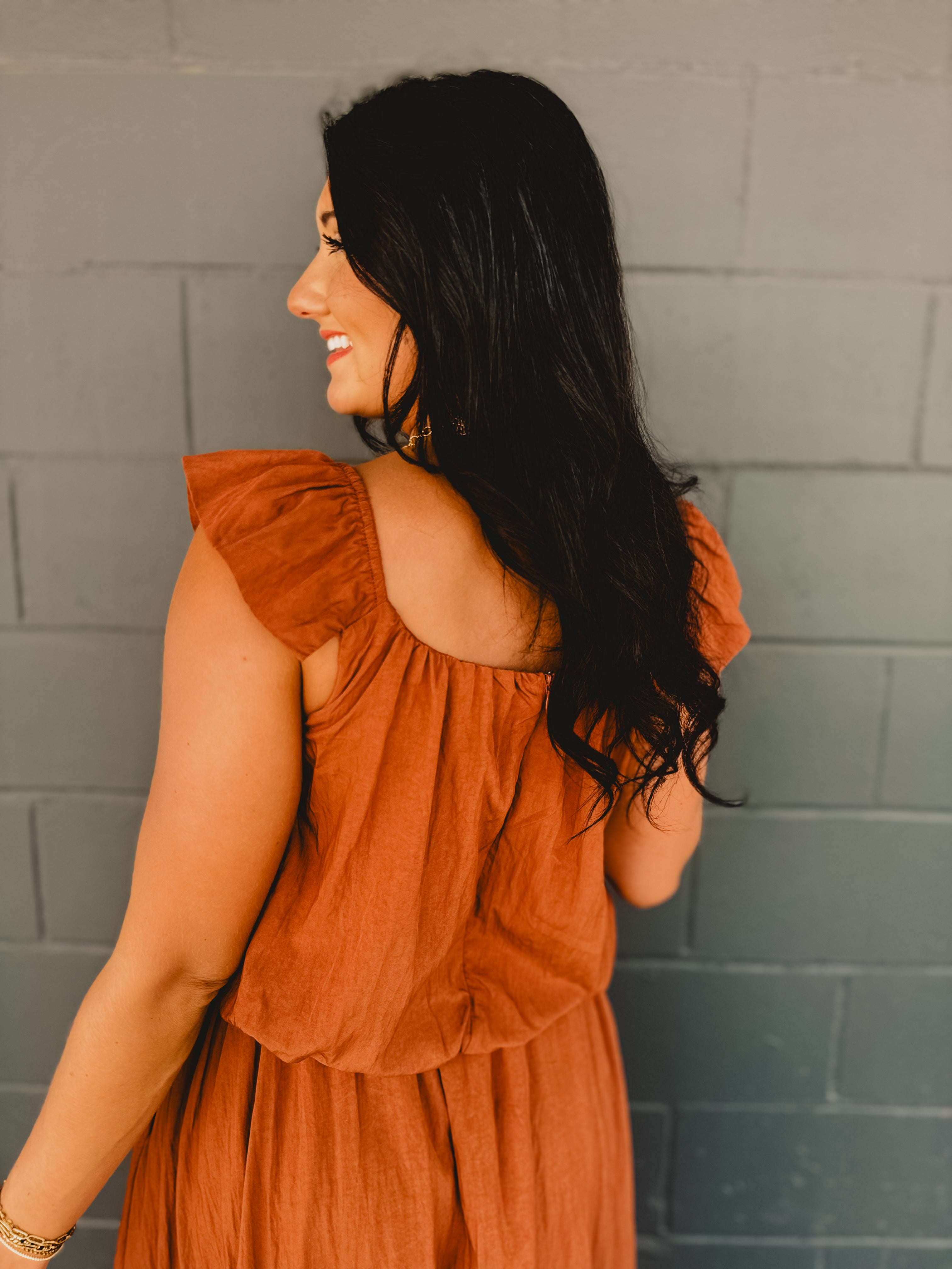Two Piece Bubble Top & Skirt Set - Rust Two Piece Bubble Top & Skirt Set - Rust