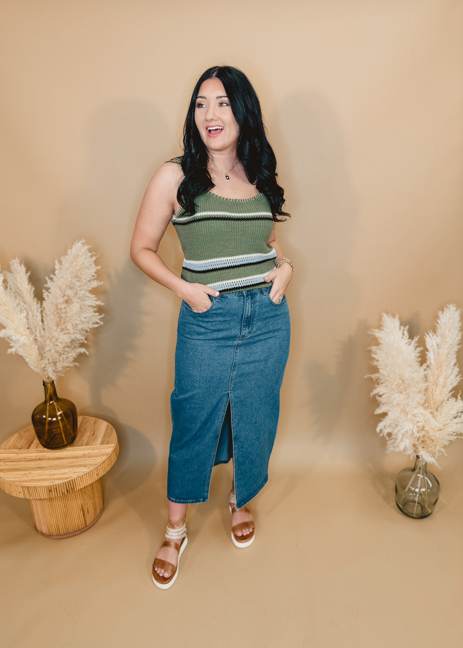 Today's The Day Denim Midi Skirt - Dark Today's The Day Denim Midi Skirt - Dark