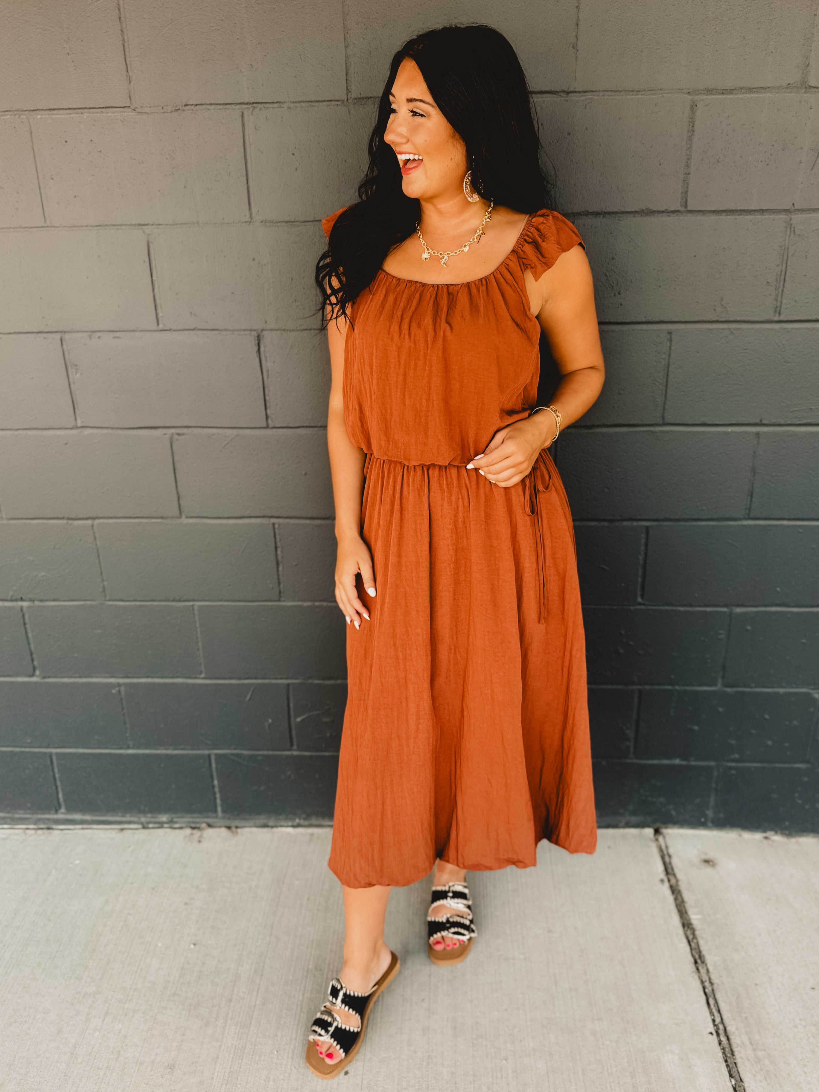 Two Piece Bubble Top & Skirt Set - Rust Two Piece Bubble Top & Skirt Set - Rust