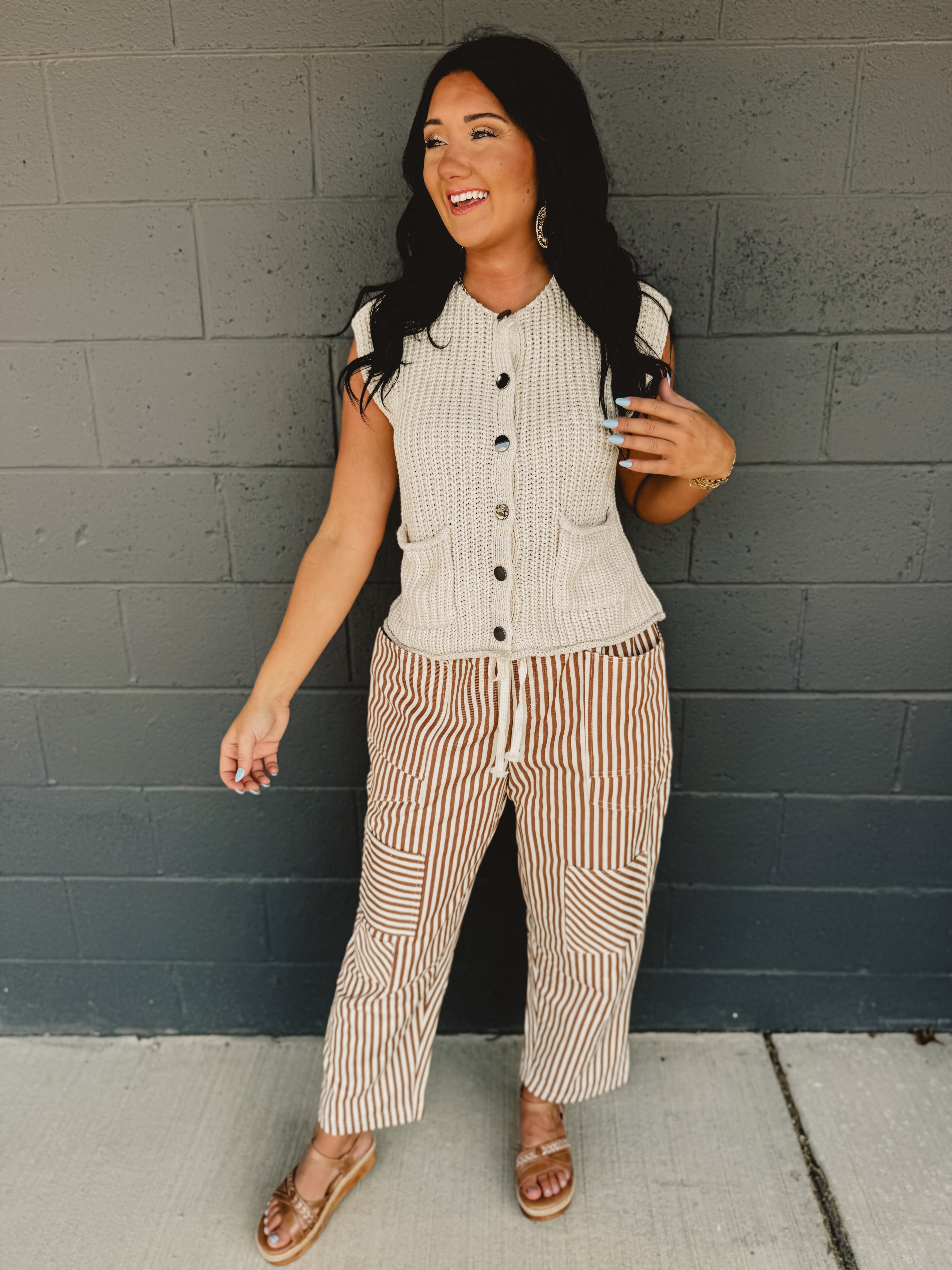 Button Up Sweater Knit Vest - Cream Button Up Sweater Knit Vest - Cream